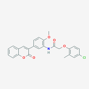 2-(4-chloro-2-methylphenoxy)-N-[2-methoxy-5-(2-oxo-2H-chromen-3-yl)phenyl]acetamide