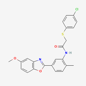molecular formula C23H19ClN2O3S B3498317 2-[(4-chlorophenyl)thio]-N-[5-(5-methoxy-1,3-benzoxazol-2-yl)-2-methylphenyl]acetamide 