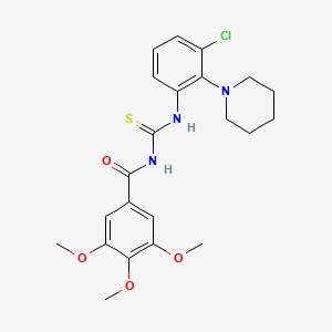 molecular formula C22H26ClN3O4S B3498338 N-({[3-chloro-2-(1-piperidinyl)phenyl]amino}carbonothioyl)-3,4,5-trimethoxybenzamide 