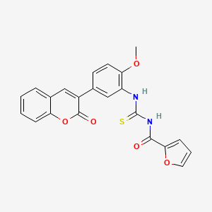 molecular formula C22H16N2O5S B3498368 N-({[2-methoxy-5-(2-oxo-2H-chromen-3-yl)phenyl]amino}carbonothioyl)-2-furamide 