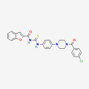 molecular formula C27H23ClN4O3S B3498370 N-[({4-[4-(4-chlorobenzoyl)-1-piperazinyl]phenyl}amino)carbonothioyl]-1-benzofuran-2-carboxamide 