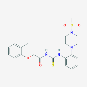 molecular formula C21H26N4O4S2 B3498387 2-(2-methylphenoxy)-N-[({2-[4-(methylsulfonyl)-1-piperazinyl]phenyl}amino)carbonothioyl]acetamide 