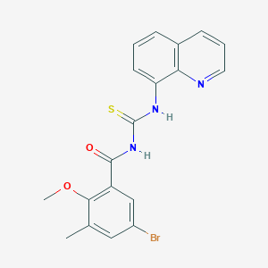 molecular formula C19H16BrN3O2S B3498404 5-bromo-2-methoxy-3-methyl-N-[(8-quinolinylamino)carbonothioyl]benzamide 