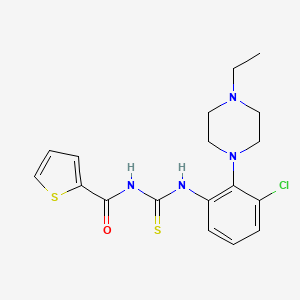 molecular formula C18H21ClN4OS2 B3498409 N-({[3-chloro-2-(4-ethyl-1-piperazinyl)phenyl]amino}carbonothioyl)-2-thiophenecarboxamide 