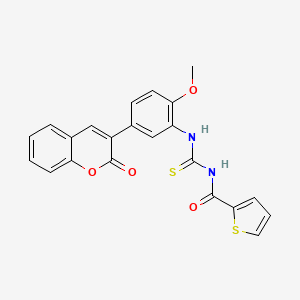 molecular formula C22H16N2O4S2 B3498415 N-({[2-methoxy-5-(2-oxo-2H-chromen-3-yl)phenyl]amino}carbonothioyl)-2-thiophenecarboxamide 