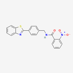 molecular formula C21H15N3O3S B3498426 N-[4-(1,3-benzothiazol-2-yl)benzyl]-2-nitrobenzamide 