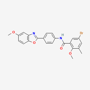molecular formula C23H19BrN2O4 B3498439 5-bromo-2-methoxy-N-[4-(5-methoxy-1,3-benzoxazol-2-yl)phenyl]-3-methylbenzamide 