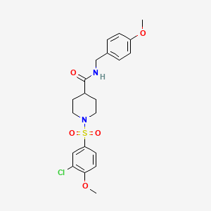 molecular formula C21H25ClN2O5S B3498547 1-[(3-chloro-4-methoxyphenyl)sulfonyl]-N-(4-methoxybenzyl)-4-piperidinecarboxamide 