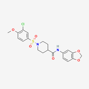 molecular formula C20H21ClN2O6S B3498561 N-1,3-benzodioxol-5-yl-1-[(3-chloro-4-methoxyphenyl)sulfonyl]-4-piperidinecarboxamide 