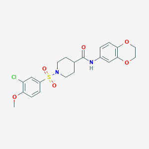 molecular formula C21H23ClN2O6S B3498567 1-[(3-chloro-4-methoxyphenyl)sulfonyl]-N-(2,3-dihydro-1,4-benzodioxin-6-yl)-4-piperidinecarboxamide 