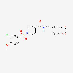 molecular formula C21H23ClN2O6S B3498573 N-(1,3-benzodioxol-5-ylmethyl)-1-[(3-chloro-4-methoxyphenyl)sulfonyl]-4-piperidinecarboxamide 