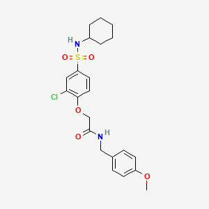 molecular formula C22H27ClN2O5S B3498601 2-{2-chloro-4-[(cyclohexylamino)sulfonyl]phenoxy}-N-(4-methoxybenzyl)acetamide 