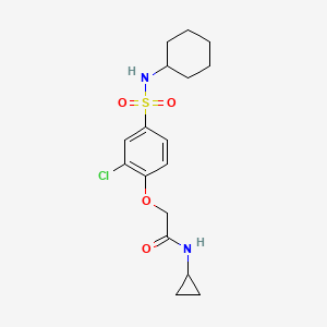 molecular formula C17H23ClN2O4S B3498603 2-{2-chloro-4-[(cyclohexylamino)sulfonyl]phenoxy}-N-cyclopropylacetamide 
