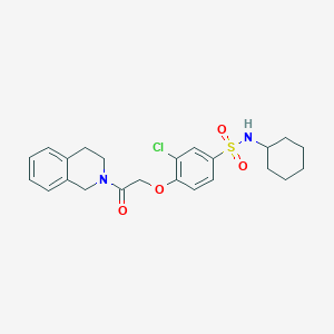 molecular formula C23H27ClN2O4S B3498626 3-chloro-N-cyclohexyl-4-[2-(3,4-dihydro-2(1H)-isoquinolinyl)-2-oxoethoxy]benzenesulfonamide 