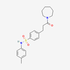 molecular formula C22H28N2O3S B3498663 4-[3-(1-azepanyl)-3-oxopropyl]-N-(4-methylphenyl)benzenesulfonamide 