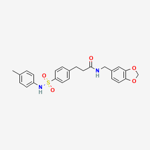 molecular formula C24H24N2O5S B3498676 N-(1,3-benzodioxol-5-ylmethyl)-3-(4-{[(4-methylphenyl)amino]sulfonyl}phenyl)propanamide 