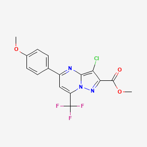 molecular formula C16H11ClF3N3O3 B3498688 methyl 3-chloro-5-(4-methoxyphenyl)-7-(trifluoromethyl)pyrazolo[1,5-a]pyrimidine-2-carboxylate 