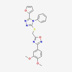 molecular formula C23H19N5O4S B3498715 3-(3,4-dimethoxyphenyl)-5-({[5-(2-furyl)-4-phenyl-4H-1,2,4-triazol-3-yl]thio}methyl)-1,2,4-oxadiazole 