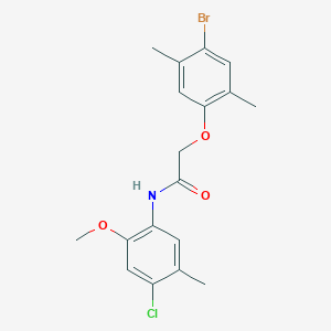 molecular formula C18H19BrClNO3 B3498740 2-(4-bromo-2,5-dimethylphenoxy)-N-(4-chloro-2-methoxy-5-methylphenyl)acetamide 