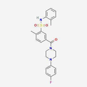 molecular formula C25H26FN3O3S B3498761 5-{[4-(4-fluorophenyl)-1-piperazinyl]carbonyl}-2-methyl-N-(2-methylphenyl)benzenesulfonamide 