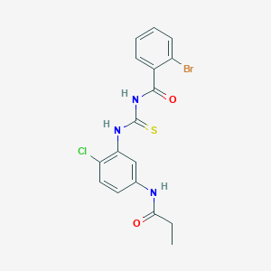 molecular formula C17H15BrClN3O2S B3498915 2-bromo-N-({[2-chloro-5-(propionylamino)phenyl]amino}carbonothioyl)benzamide 