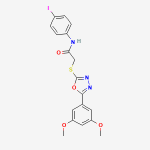 molecular formula C18H16IN3O4S B3498942 2-{[5-(3,5-dimethoxyphenyl)-1,3,4-oxadiazol-2-yl]thio}-N-(4-iodophenyl)acetamide 