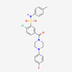 molecular formula C24H23ClFN3O3S B3498946 2-chloro-5-{[4-(4-fluorophenyl)-1-piperazinyl]carbonyl}-N-(4-methylphenyl)benzenesulfonamide 