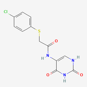 molecular formula C12H10ClN3O3S B3498986 2-[(4-chlorophenyl)thio]-N-(2,4-dioxo-1,2,3,4-tetrahydro-5-pyrimidinyl)acetamide 