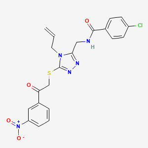molecular formula C21H18ClN5O4S B3499031 N-[(4-allyl-5-{[2-(3-nitrophenyl)-2-oxoethyl]thio}-4H-1,2,4-triazol-3-yl)methyl]-4-chlorobenzamide 
