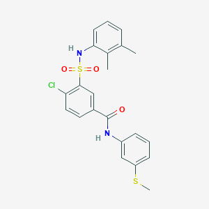 molecular formula C22H21ClN2O3S2 B3499035 4-chloro-3-{[(2,3-dimethylphenyl)amino]sulfonyl}-N-[3-(methylthio)phenyl]benzamide 