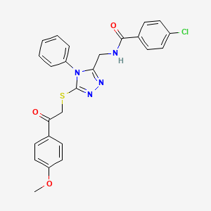 molecular formula C25H21ClN4O3S B3499047 4-chloro-N-[(5-{[2-(4-methoxyphenyl)-2-oxoethyl]thio}-4-phenyl-4H-1,2,4-triazol-3-yl)methyl]benzamide 