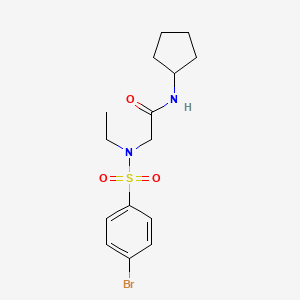 molecular formula C15H21BrN2O3S B3499061 N~2~-[(4-bromophenyl)sulfonyl]-N~1~-cyclopentyl-N~2~-ethylglycinamide 