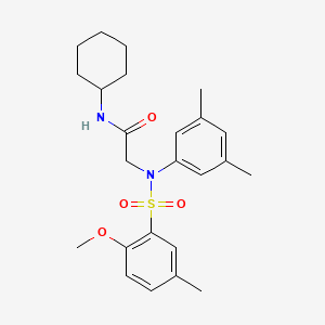 molecular formula C24H32N2O4S B3499083 N~1~-cyclohexyl-N~2~-(3,5-dimethylphenyl)-N~2~-[(2-methoxy-5-methylphenyl)sulfonyl]glycinamide 