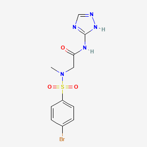 molecular formula C11H12BrN5O3S B3499097 N~2~-[(4-bromophenyl)sulfonyl]-N~2~-methyl-N~1~-4H-1,2,4-triazol-3-ylglycinamide 