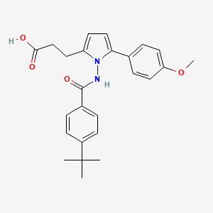 molecular formula C25H28N2O4 B3499104 3-[1-[(4-tert-butylbenzoyl)amino]-5-(4-methoxyphenyl)-1H-pyrrol-2-yl]propanoic acid 