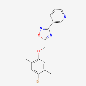 molecular formula C16H14BrN3O2 B3499162 3-{5-[(4-bromo-2,5-dimethylphenoxy)methyl]-1,2,4-oxadiazol-3-yl}pyridine 