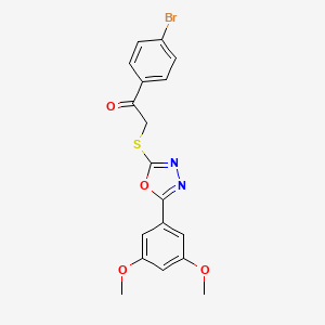 molecular formula C18H15BrN2O4S B3499176 1-(4-bromophenyl)-2-{[5-(3,5-dimethoxyphenyl)-1,3,4-oxadiazol-2-yl]thio}ethanone 