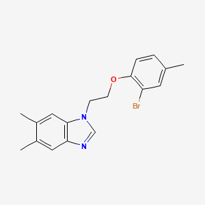 molecular formula C18H19BrN2O B3499202 1-[2-(2-bromo-4-methylphenoxy)ethyl]-5,6-dimethyl-1H-benzimidazole 