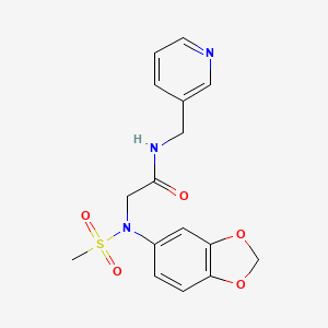 molecular formula C16H17N3O5S B3499203 N~2~-1,3-benzodioxol-5-yl-N~2~-(methylsulfonyl)-N~1~-(3-pyridinylmethyl)glycinamide 