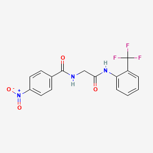 molecular formula C16H12F3N3O4 B3499208 4-nitro-N-(2-oxo-2-{[2-(trifluoromethyl)phenyl]amino}ethyl)benzamide 