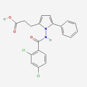 molecular formula C20H16Cl2N2O3 B3499231 3-{1-[(2,4-dichlorobenzoyl)amino]-5-phenyl-1H-pyrrol-2-yl}propanoic acid 