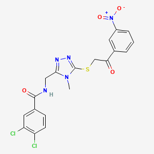 molecular formula C19H15Cl2N5O4S B3499237 3,4-dichloro-N-[(4-methyl-5-{[2-(3-nitrophenyl)-2-oxoethyl]thio}-4H-1,2,4-triazol-3-yl)methyl]benzamide 