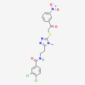 molecular formula C20H17Cl2N5O4S B3499243 3,4-dichloro-N-[2-(4-methyl-5-{[2-(3-nitrophenyl)-2-oxoethyl]thio}-4H-1,2,4-triazol-3-yl)ethyl]benzamide 