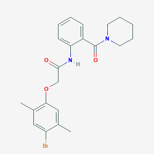 molecular formula C22H25BrN2O3 B3499245 2-(4-bromo-2,5-dimethylphenoxy)-N-[2-(1-piperidinylcarbonyl)phenyl]acetamide 