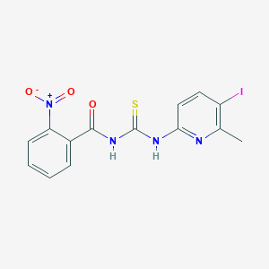 molecular formula C14H11IN4O3S B3499256 N-{[(5-iodo-6-methyl-2-pyridinyl)amino]carbonothioyl}-2-nitrobenzamide 
