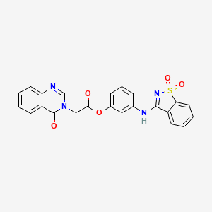 molecular formula C23H16N4O5S B3499260 3-[(1,1-dioxido-1,2-benzisothiazol-3-yl)amino]phenyl (4-oxo-3(4H)-quinazolinyl)acetate 