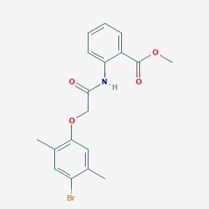molecular formula C18H18BrNO4 B3499282 methyl 2-{[(4-bromo-2,5-dimethylphenoxy)acetyl]amino}benzoate 