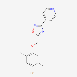 molecular formula C16H14BrN3O2 B3499368 4-{5-[(4-bromo-2,5-dimethylphenoxy)methyl]-1,2,4-oxadiazol-3-yl}pyridine 