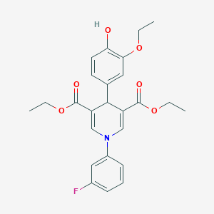 molecular formula C25H26FNO6 B3499399 diethyl 4-(3-ethoxy-4-hydroxyphenyl)-1-(3-fluorophenyl)-1,4-dihydro-3,5-pyridinedicarboxylate 