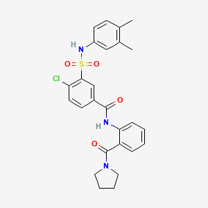 4-chloro-3-{[(3,4-dimethylphenyl)amino]sulfonyl}-N-[2-(1-pyrrolidinylcarbonyl)phenyl]benzamide